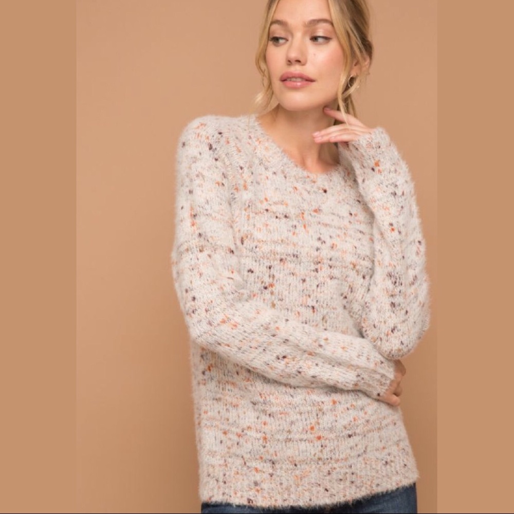 MIXED COLOR RAGLAN PULLOVER SWEATER